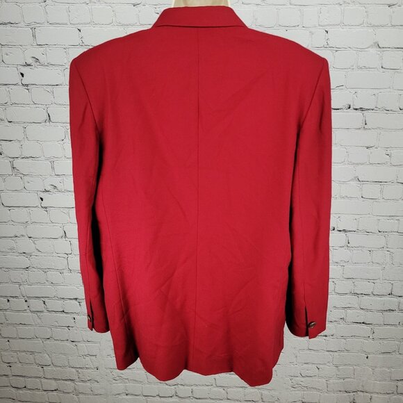 VTG Talbots Red 100% Worsted Wool Gold Button Blazer Jacket USA Made Size 16 - Picture 2 of 15